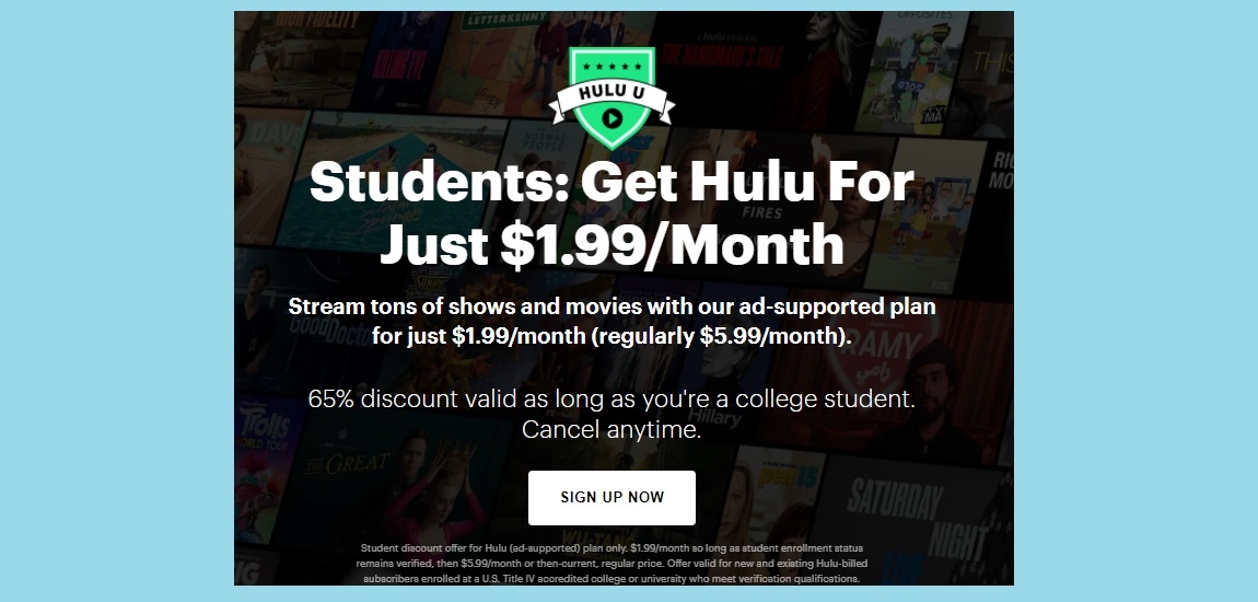 Hulu Student Discount Plan Just $1.99 Per Month